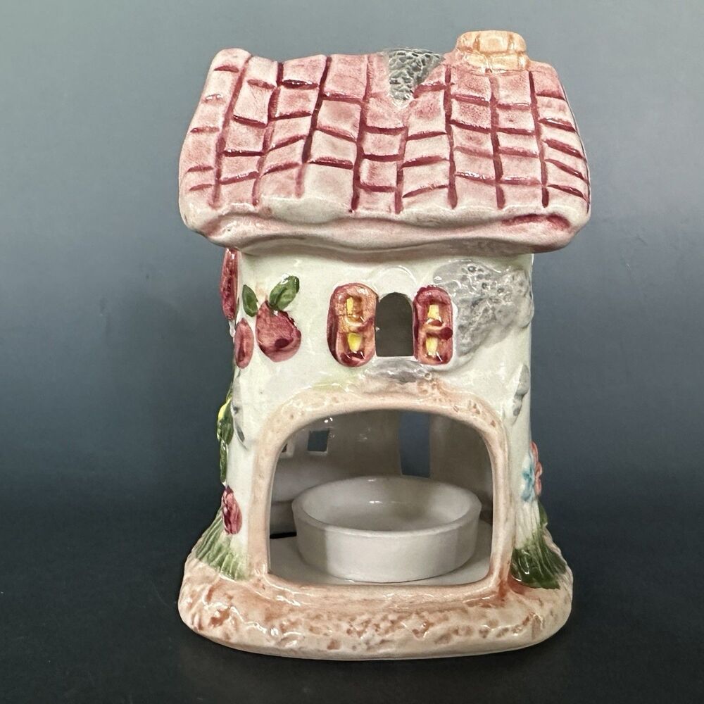 Ceramic Tealight House Candle Holder Fairy Cottage Village Farmhouse Decor 5”